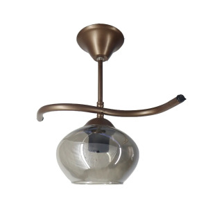Fuji Bronz Tekli Füme Yatsı Camlı Avize